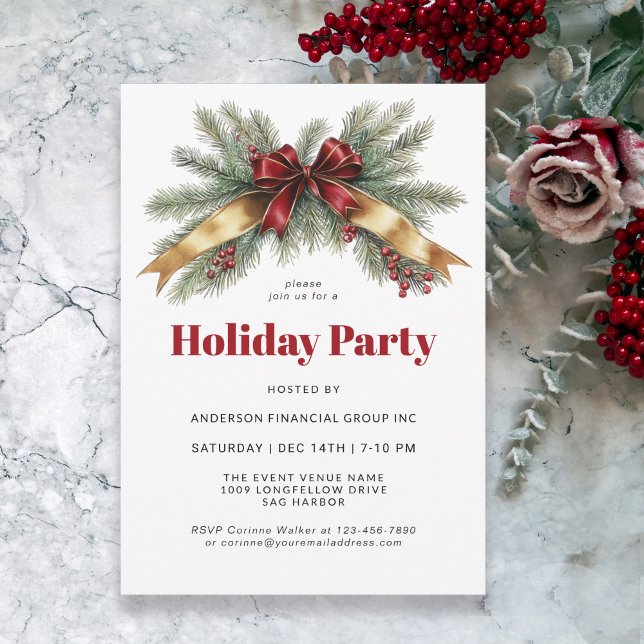 Invitation Festive Evergreens Corporate Holiday Party (Créateur téléchargé)