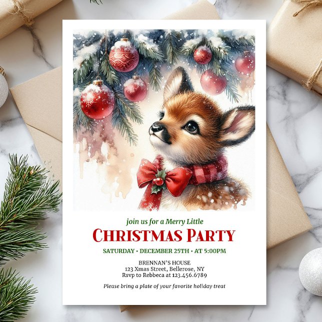 Invitation Festive fawn snowy forest cozy winter Christmas  (Festive fawn snowy forest cozy winter Christmas invite

)