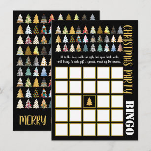 Invitation Festive Fir Trees, Christmas Party Bingo Card