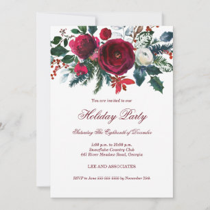 Invitation festive florale de Noël pour une fête d