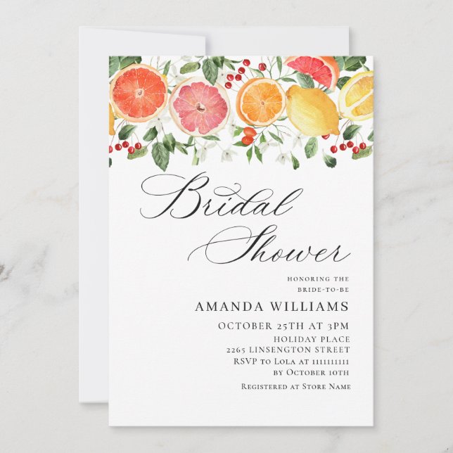 Invitation Festive Fluale Fluale Citrus Slice Bridal Brunch (Devant)