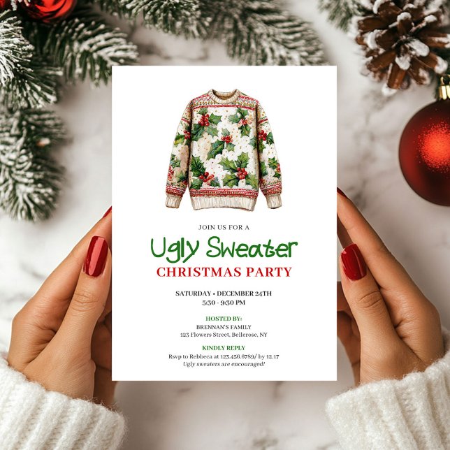 Invitation Festive Funny Ugly Sweater Christmas Invite (Festive Funny Ugly Sweater Christmas Invite)