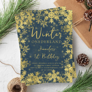 Invitation Festive Gold Navy Hiver ONÉDORELANDE 1er anniversa
