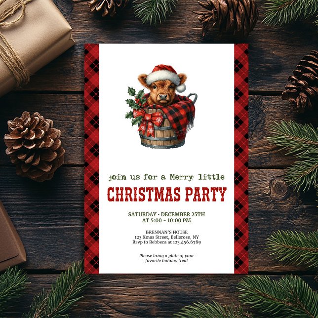 Invitation Festive highland cow Christmas invite editable   (Festive highland cow Christmas invite editable name

)