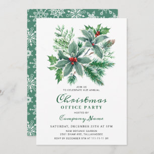 Invitation Festive Holly Noël corporatif Fête de Fêtes