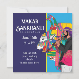 Invitation Festive Makar Sankranti Decorated Cow 