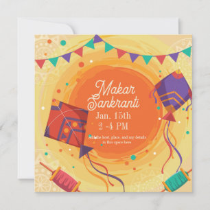Invitation Festive Makar Sankranti purple kite