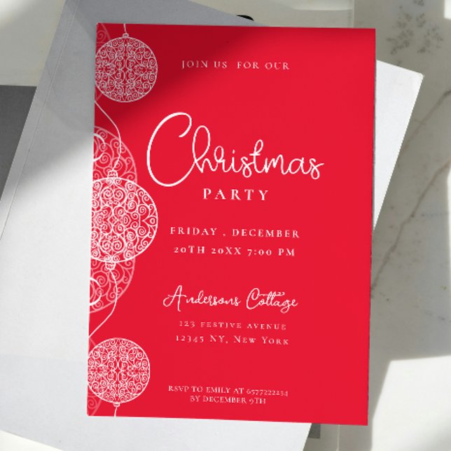 Invitation Festive mignonne Red Christmas Party (Unique Festive Red Christmas Party Invitation)