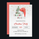 Invitation Festive moderne Santa Hat fête de Noël<br><div class="desc">Notre design comprend un chapeau de Santa aquarelle et un petit arbre de Noël couvert de neige, décoré de baies rouges, sur un arrière - plan blanc avec des flocons de neige éparpillés et de la parties scintillant d'or. Si vous avez besoin d'un autre produit ou d'une autre personnalisation, veuillez...</div>