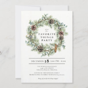 Invitation Festive Naturelle Wreath Vacances Favoris