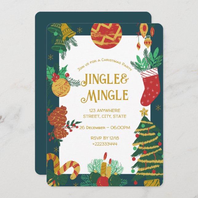 Invitation Festive Noël (Devant / Derrière)