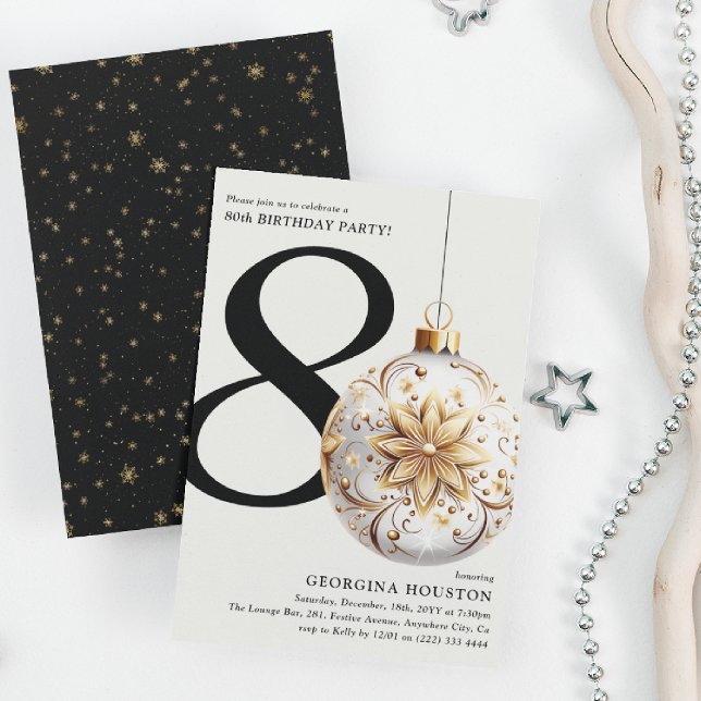 Invitation Festive Noël Bauble 80e fête d'anniversaire (Créateur téléchargé)