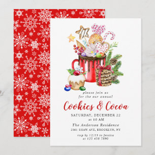 Invitation Festive Noël Cookies et fête du cacao