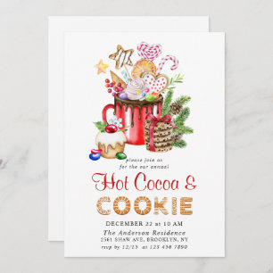 Invitation Festive Noël Cookies et fête du cacao