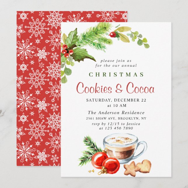 Invitation Festive Noël Cookies et fête du cacao (Devant / Derrière)