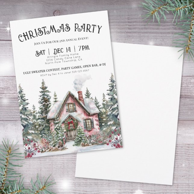 Invitation Festive Noël d'hiver (Festive Winter Christmas Party Invitation)