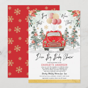 Invitation Festive Noël Holiday Drive Par Baby shower