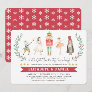Invitation Festive Nutcracker Baby shower Noël