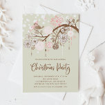 Invitation Festive Oiseau rose et Fleurs Noël<br><div class="desc">Invités Invitations à votre événement avec cette invitation personnalisée de fête de Noël. Il présente un paysage hivernal festif d'un oiseau rose perché sur une branche avec des fleurs. Personnalisez en ajoutant vos détails. Cette invitation de Noël d'oiseau mignon est disponible en d'autres couleurs et cartons. Des éléments correspondants sont...</div>