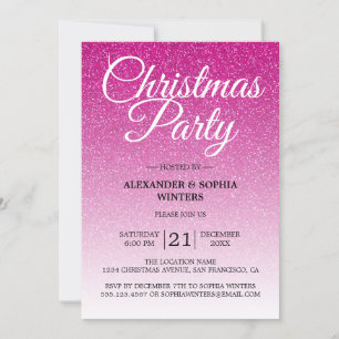 Invitation Festive Parties scintillant rose chaud Ombre fête 