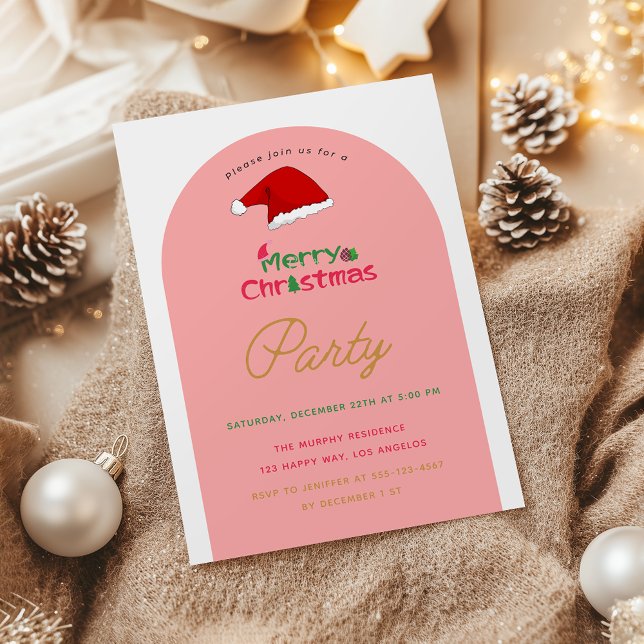 Invitation Festive Pink Christmas Party (Créateur téléchargé)