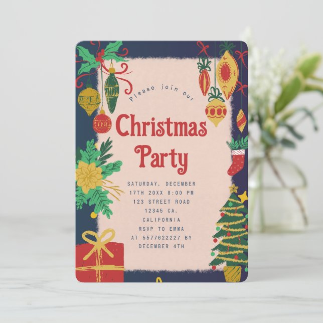 Invitation festive pour une fête de Noël (Debout devant)