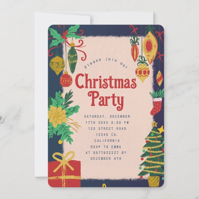 Invitation festive pour une fête de Noël (Devant)