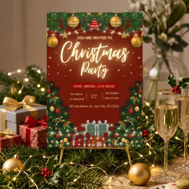 Invitation festive pour une fête de Noël (Créateur téléchargé)