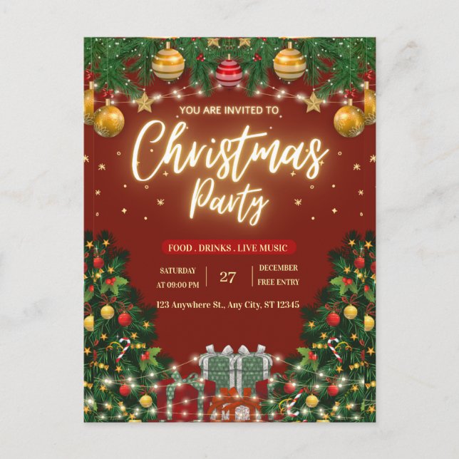 Invitation festive pour une soirée de Noël (Devant)