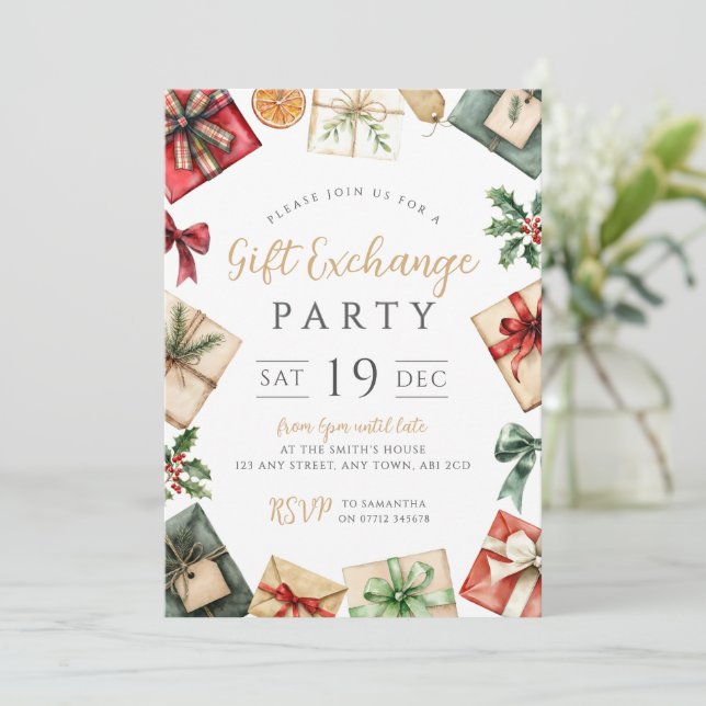 Invitation festive pour une soirée d'échange de ca (Debout devant)