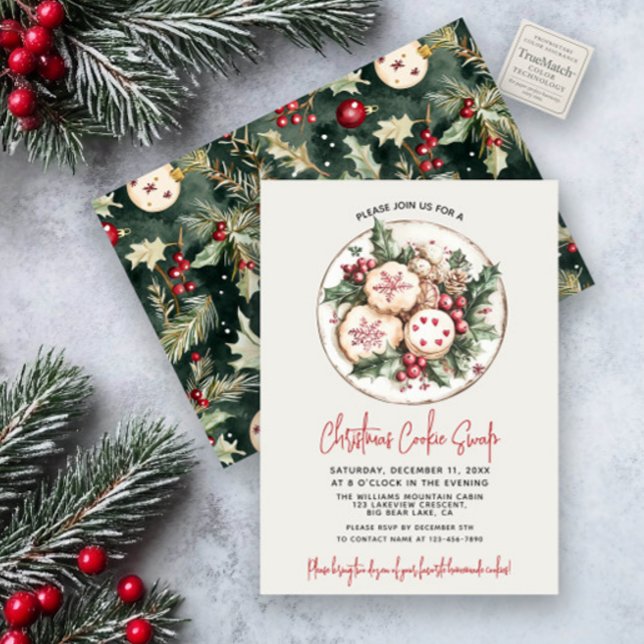 Invitation Festive Red Christmas Cookie Swap Baking Party (Créateur téléchargé)