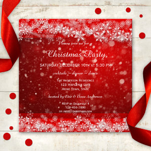 Invitation Festive Red Christmas Party