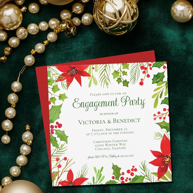 Invitation Festive Red Green Christmas Engagement Party (Créateur téléchargé)