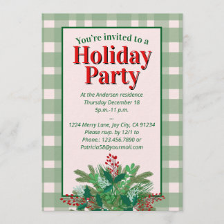 Invitation Festive red & green plaid holiday party