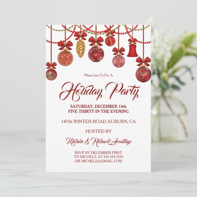 Invitation Festive Red Holiday Party (Debout devant)