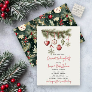 Invitation Festive Red Ornament Exchange Fête