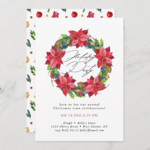 Invitation Festive Red Poinsettia Fête