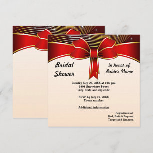 Invitation Festive Red Ribbon Bridal Shower