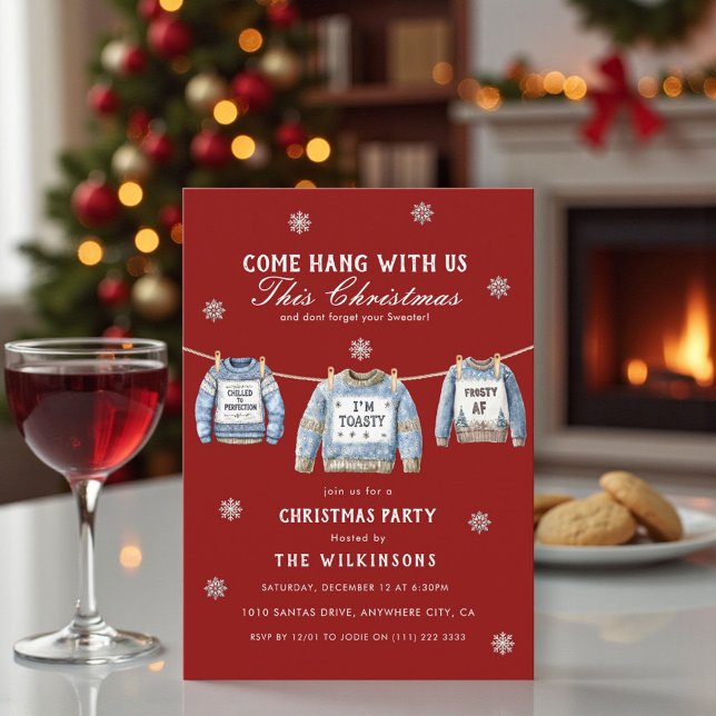 Invitation Festive Red xmas Sweater Christmas Party (Créateur téléchargé)
