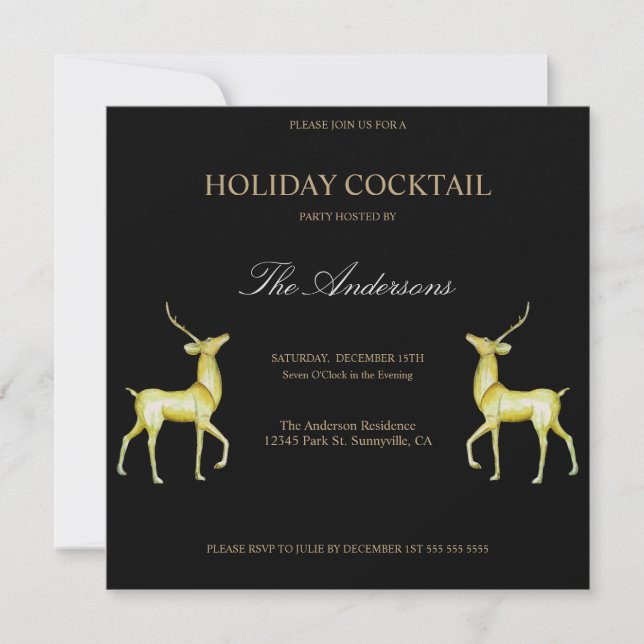 Invitation Festive Reindeer Holiday Cocktail de Noël (Devant)