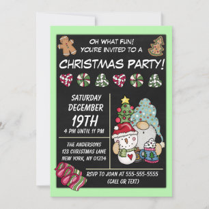 Invitation Festive Rustique Gnome Cookies Candy Noël Party
