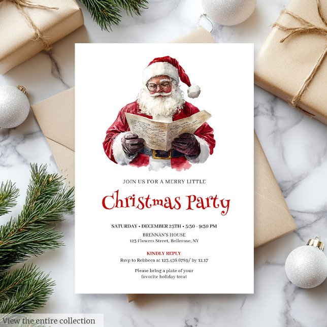 Invitation Festive Santa Claus Watercolor Christmas Party  (Festive Santa Claus Watercolor Christmas Party Invite

)