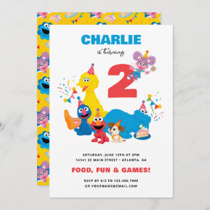 Invitation Festive Sesame Street Anniversaire de enfant Party