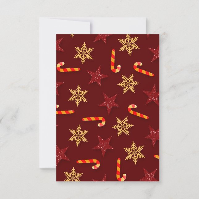 Invitation Festive Stars and Candy Canes Red (Devant)