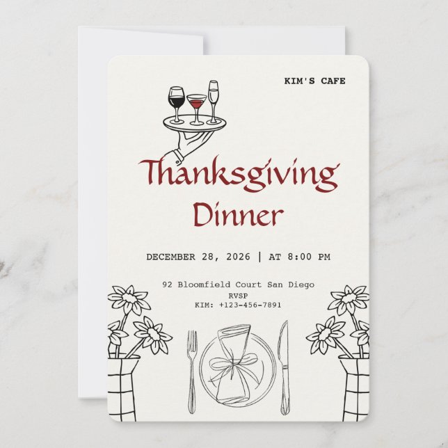 Invitation Festive Thanksgiving | Cozy Party (Devant)