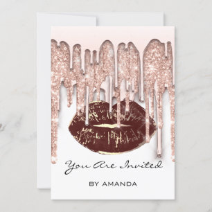 Invitation Fête 16e Rouge Rose des lèvres Baiser Parties scin