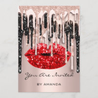 Fête 16ème Lèvres Rouges Baiser Rose Paillettes Go