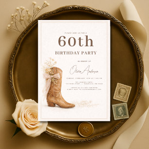 Invitation fête 60 ans Cowgirl Florale