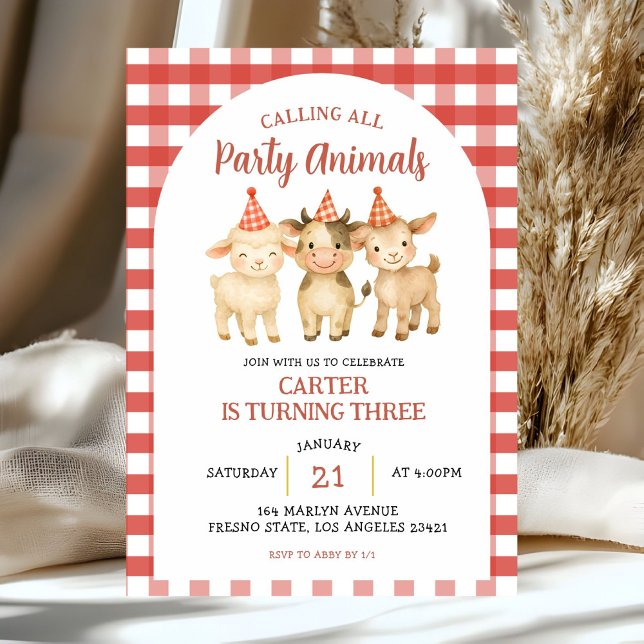 Invitation Fête à la ferme pour tous les animaux de fête d'an (Créateur téléchargé)