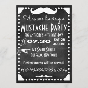 Invitation Fête à la Moustache sur Tableau Noir